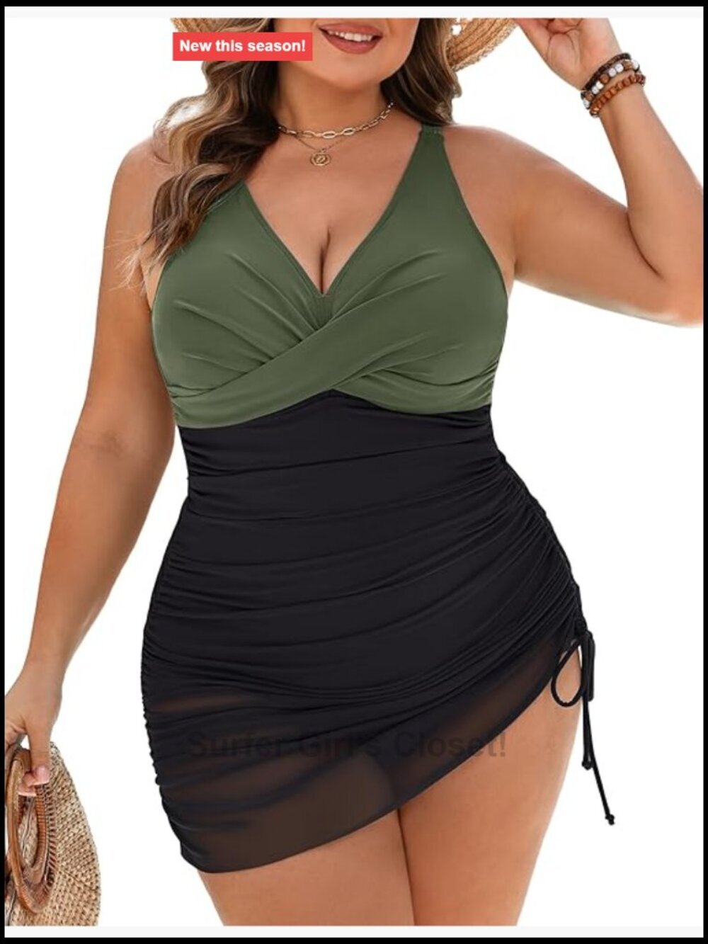 Tummy Control Plus Size Swim Dress One Piece Full Coverage Bathing Suit